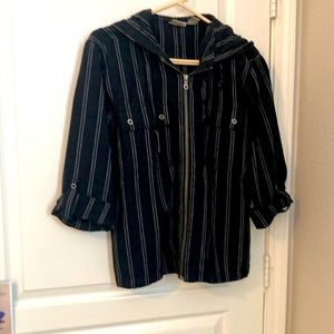 Classy Hooded Chico’s size 2 linen and cotton jacket